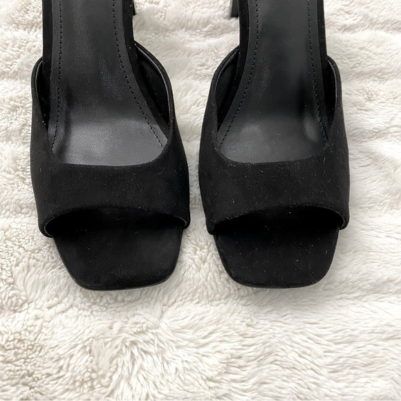 Just Fab Black Suede Mules Heels Size 9.5 - Picture 5 of 10